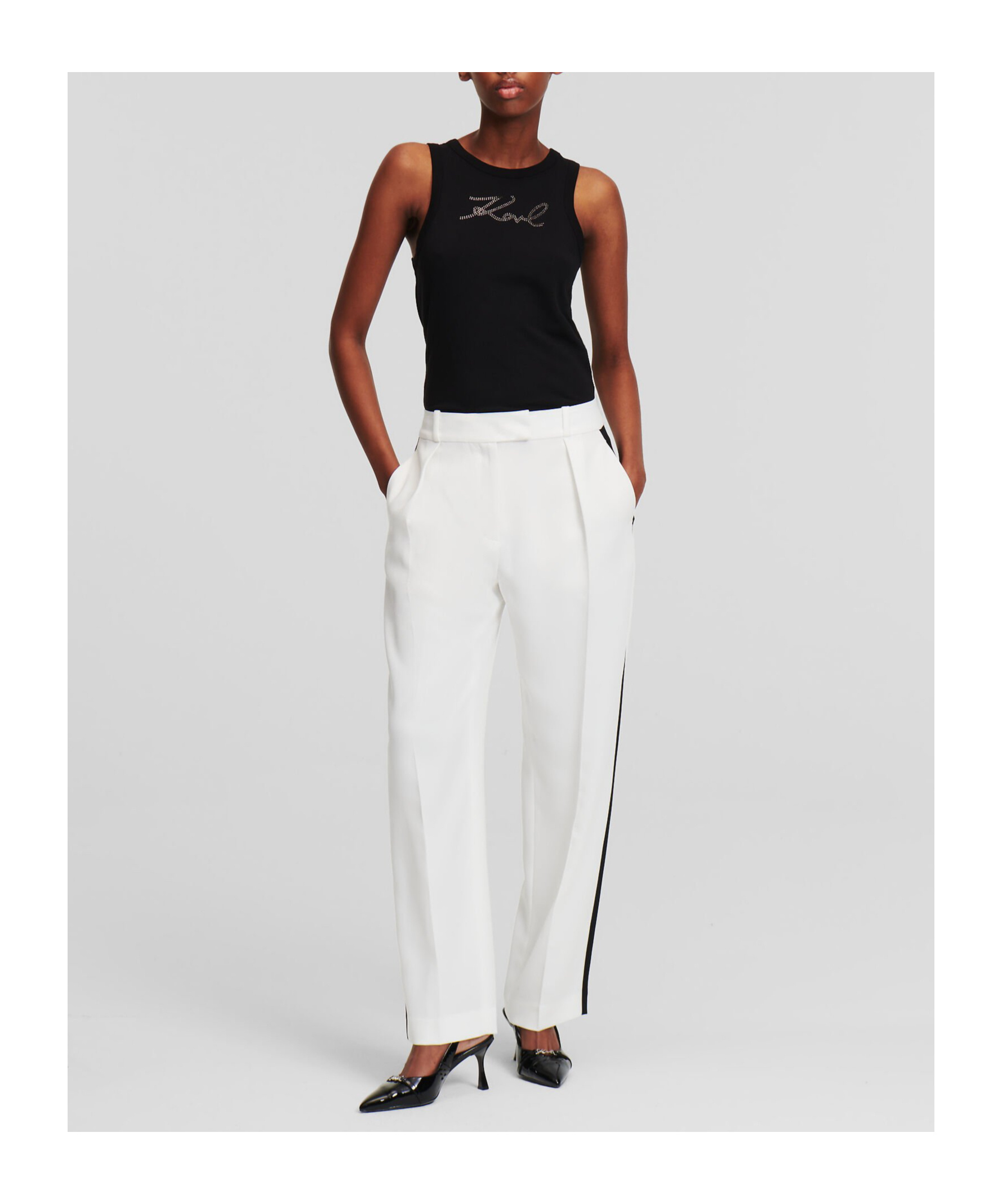 Karl Lagerfeld Panelled Tailored Trousers In White