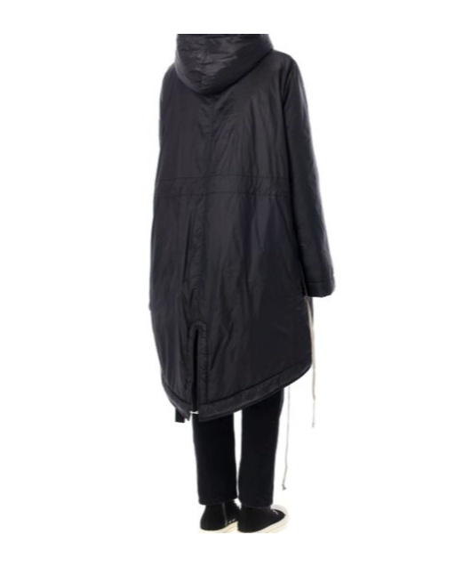 Rick Owens Drkshdw Parka With Fishtail Hem And Hood In Black