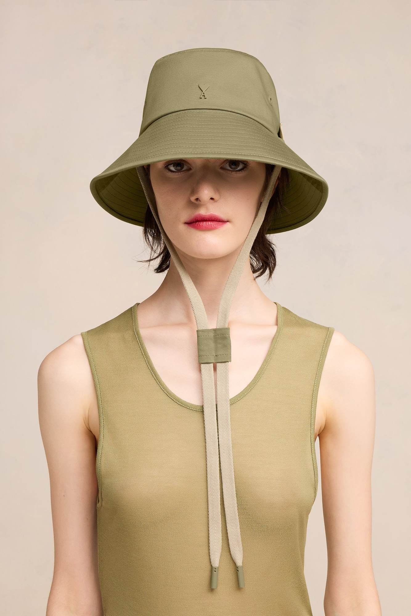 Ami Alexandre Mattiussi Logo With Rope Fisherman's Hat In Brown