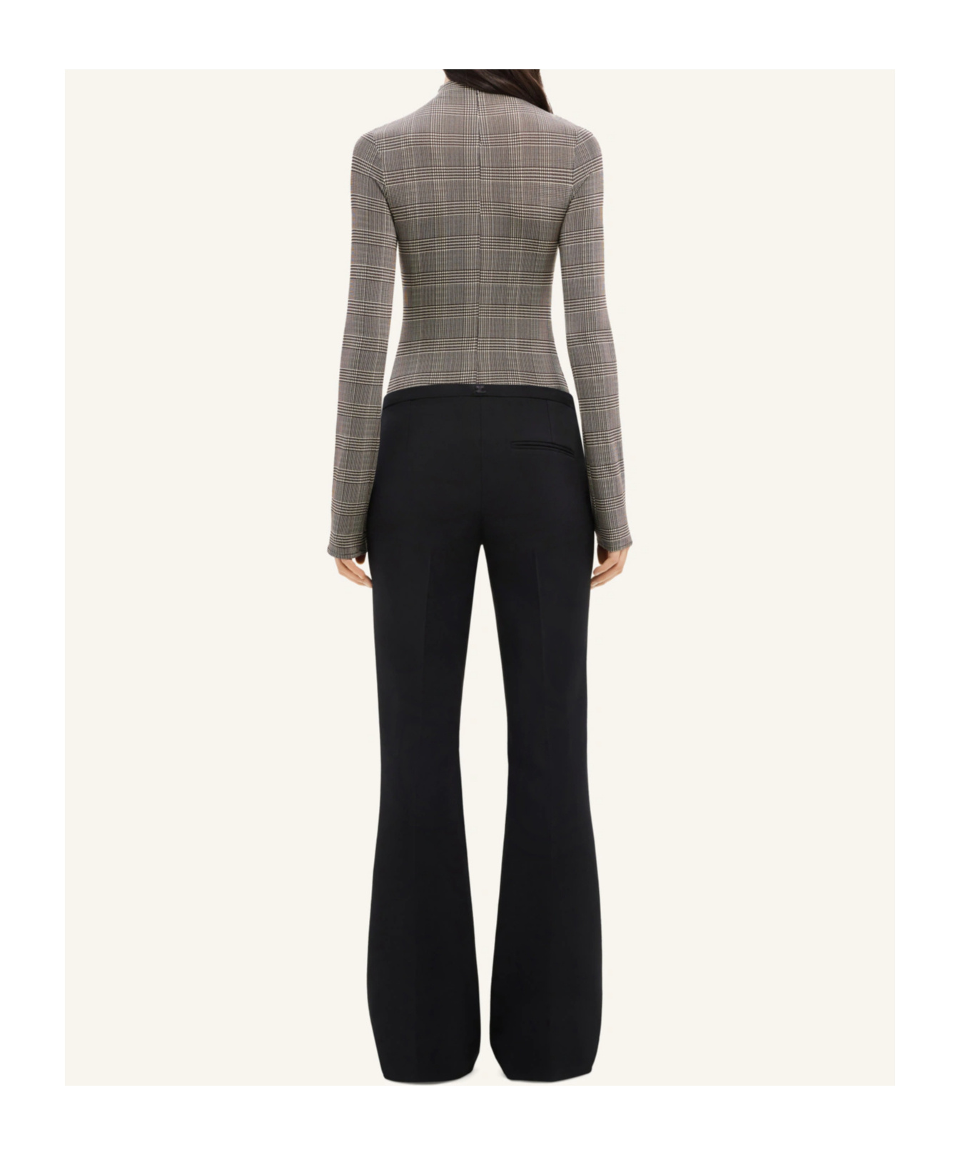 Courrèges High Neck Stretch Body With Prince Of Wales Check In Gray