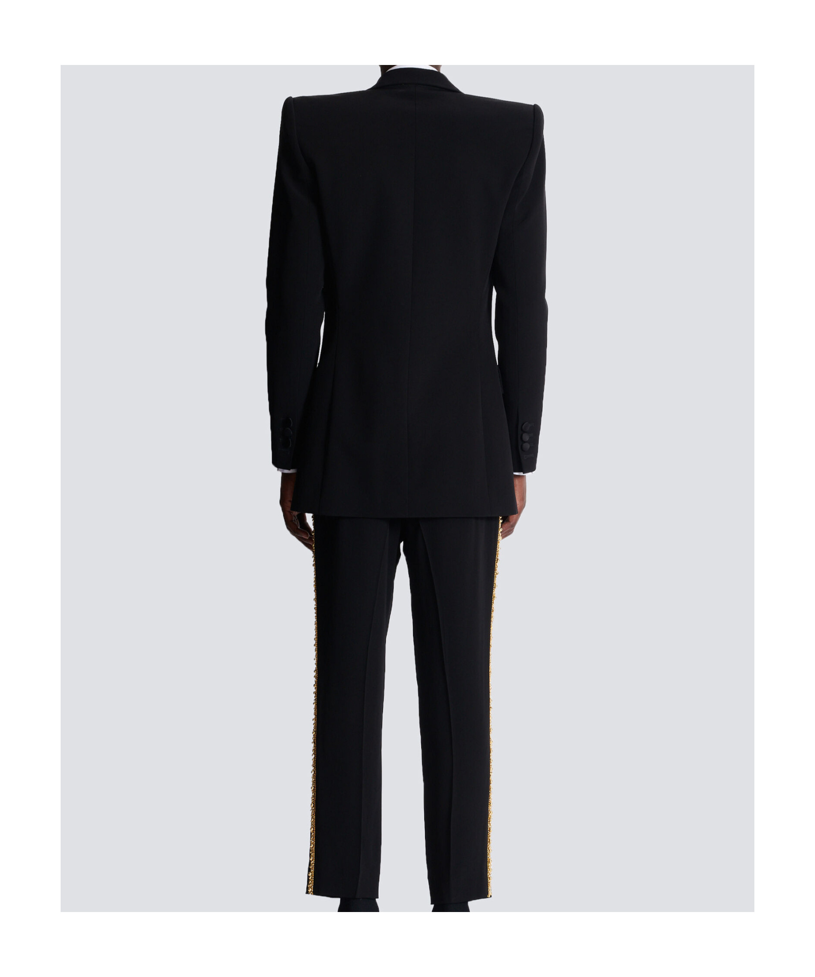 Balmain 1-button Jacket With Embroidered Collar In Black