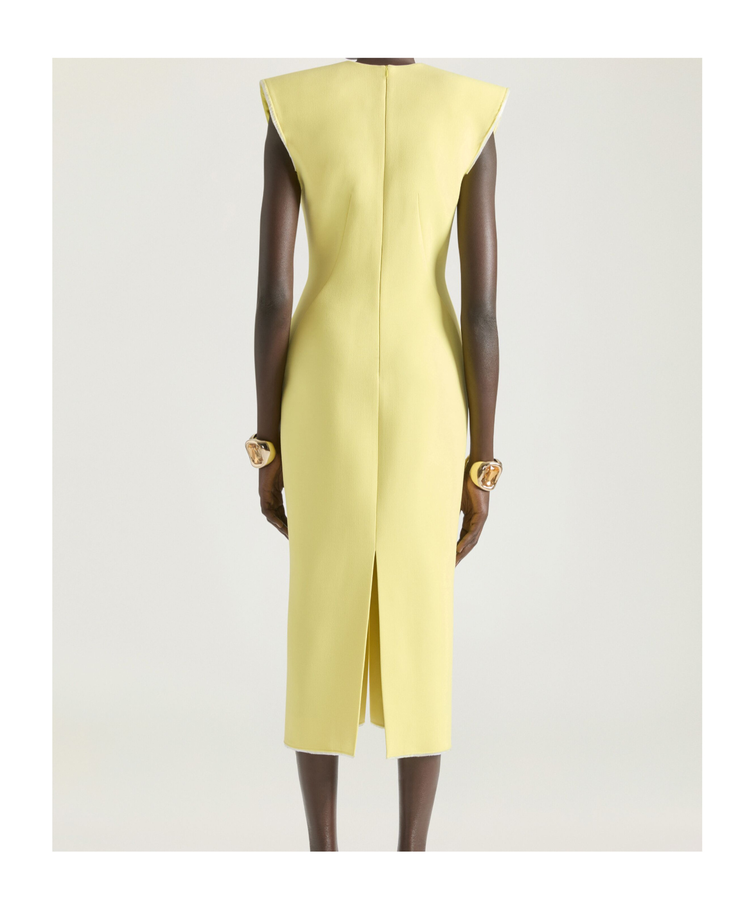 Givenchy V-neck Pencil Dress In Wool In Yellow