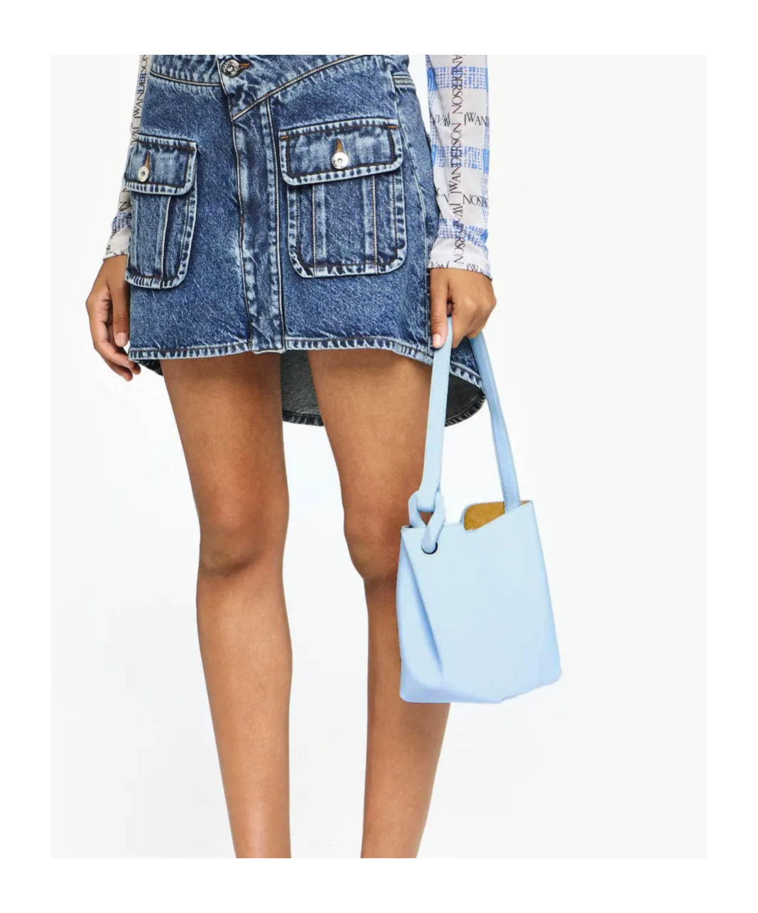 Jw Anderson Corner Small Leather Bucket Bag In Blue