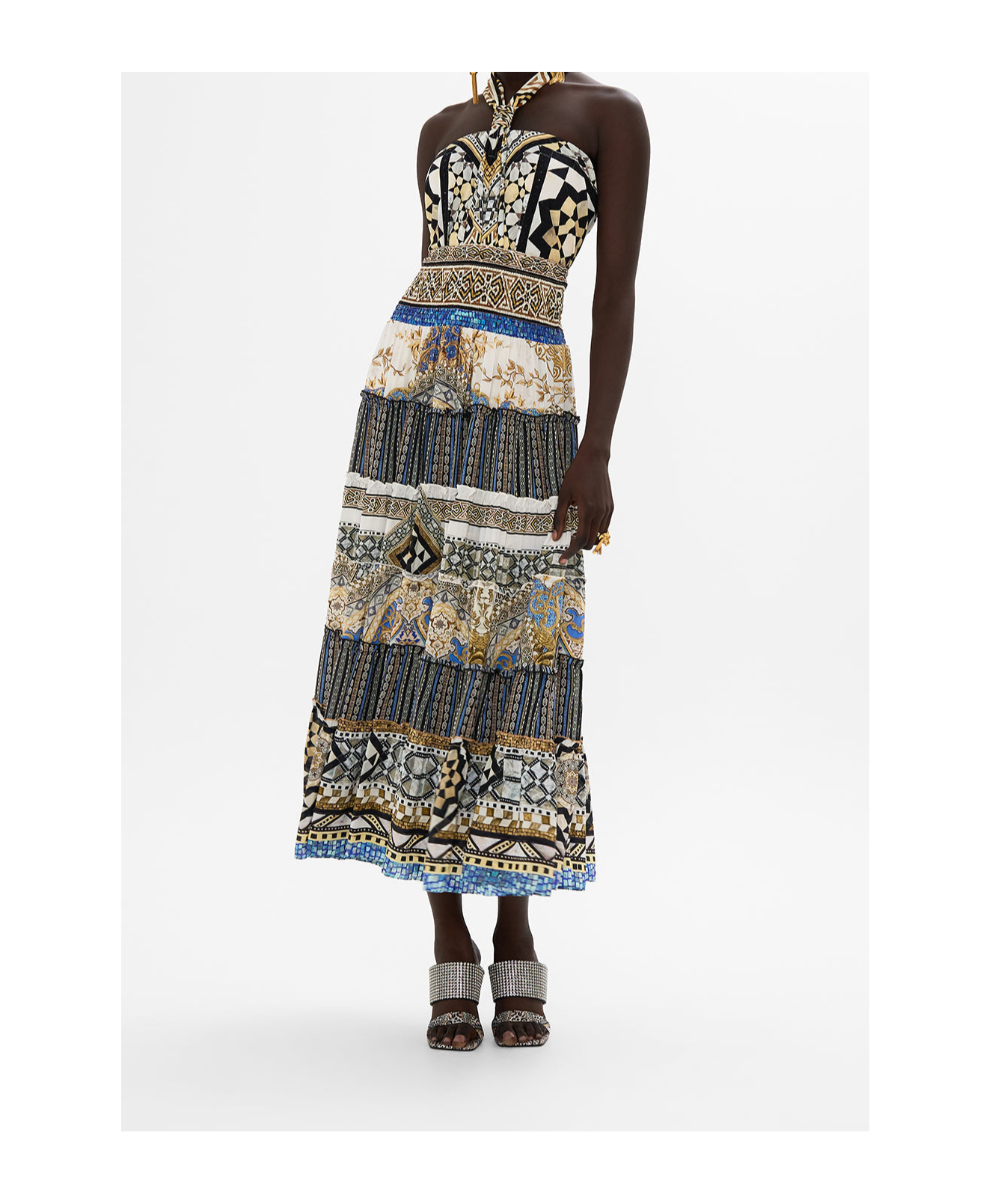 Shop Camilla Make Me Your Mosaic Shirred Waist Skirt In Black