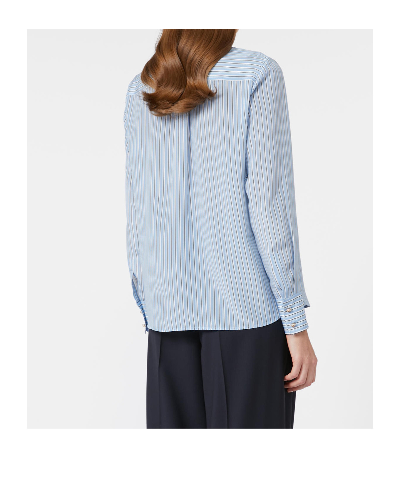 Max Mara Nola Striped-pattern Button Shirt In Blue