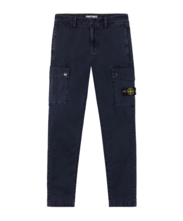 Stone Island Regular-tapered-fit Cargo Trousers With Pockets In Blue