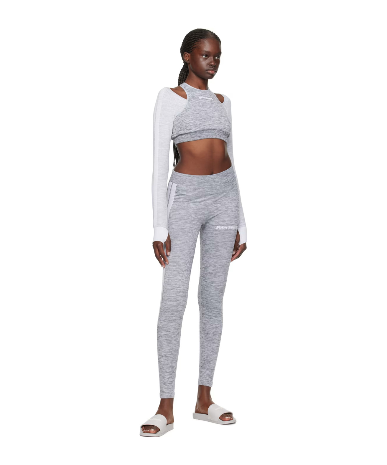 Palm Angels Layered Structure Design T-shirt In Gray