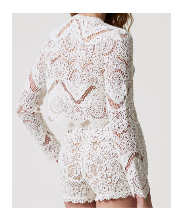 Shop Twinset Knitted Cropped Jacket In White