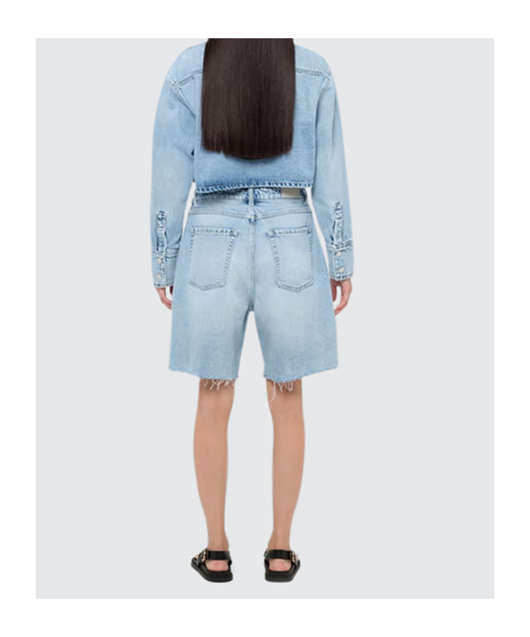Icon Denim Grey Jeans With Wide Leg And Logo Patch On The Rear In Denim Woamn