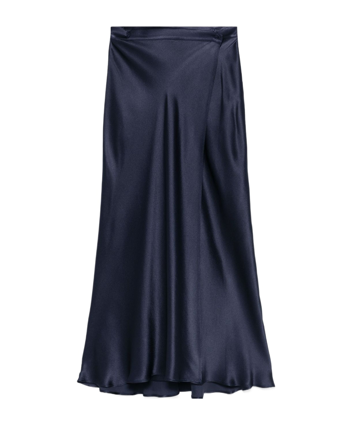Semicouture Semi Couture Flowing Blue Wrap Maxi Skirt In Black