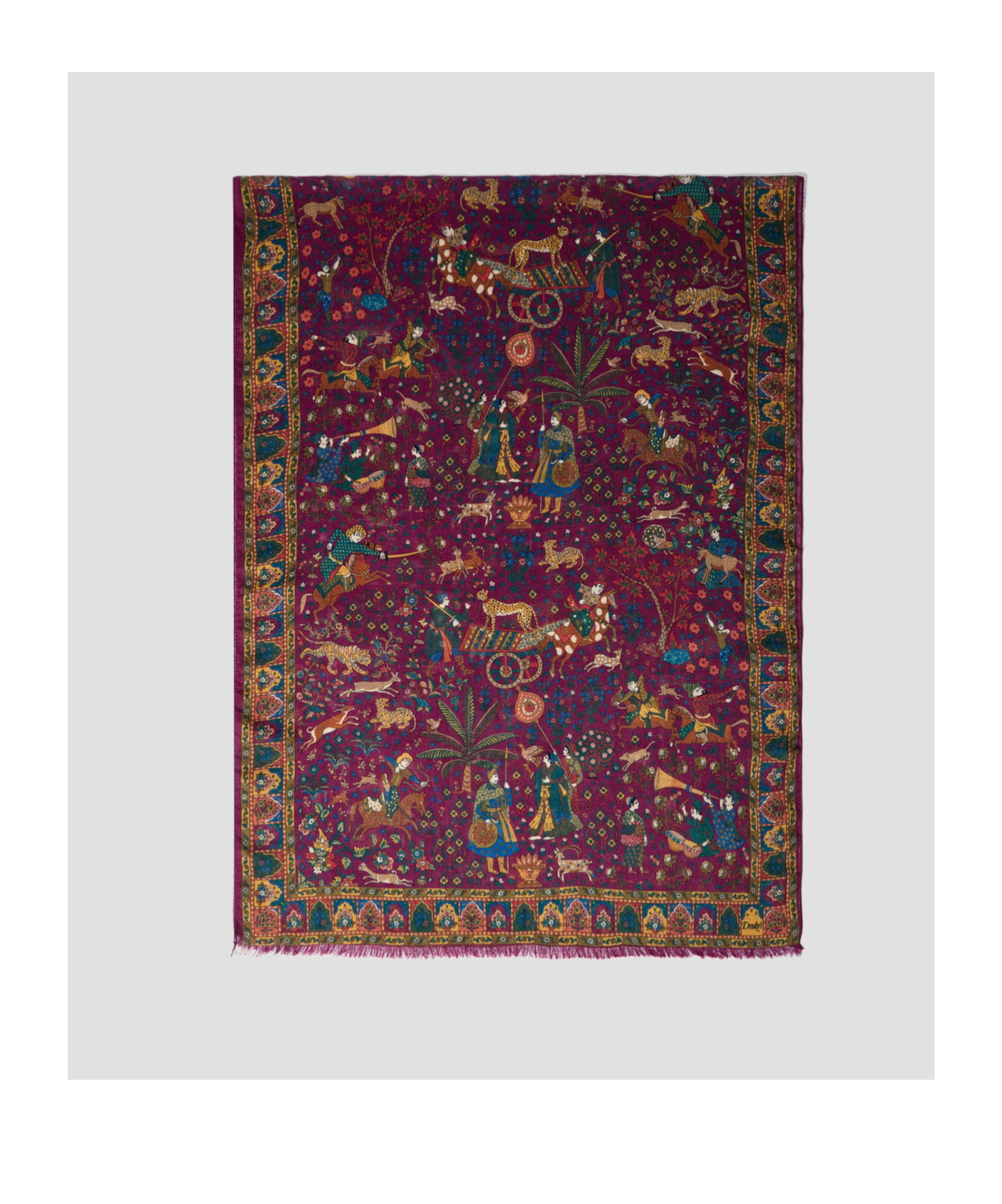 Drake's London Pattern Scarf In Red