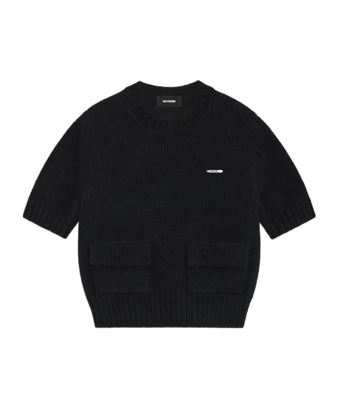 We11 Done Round-collar Short-sleeve Sweater In Black