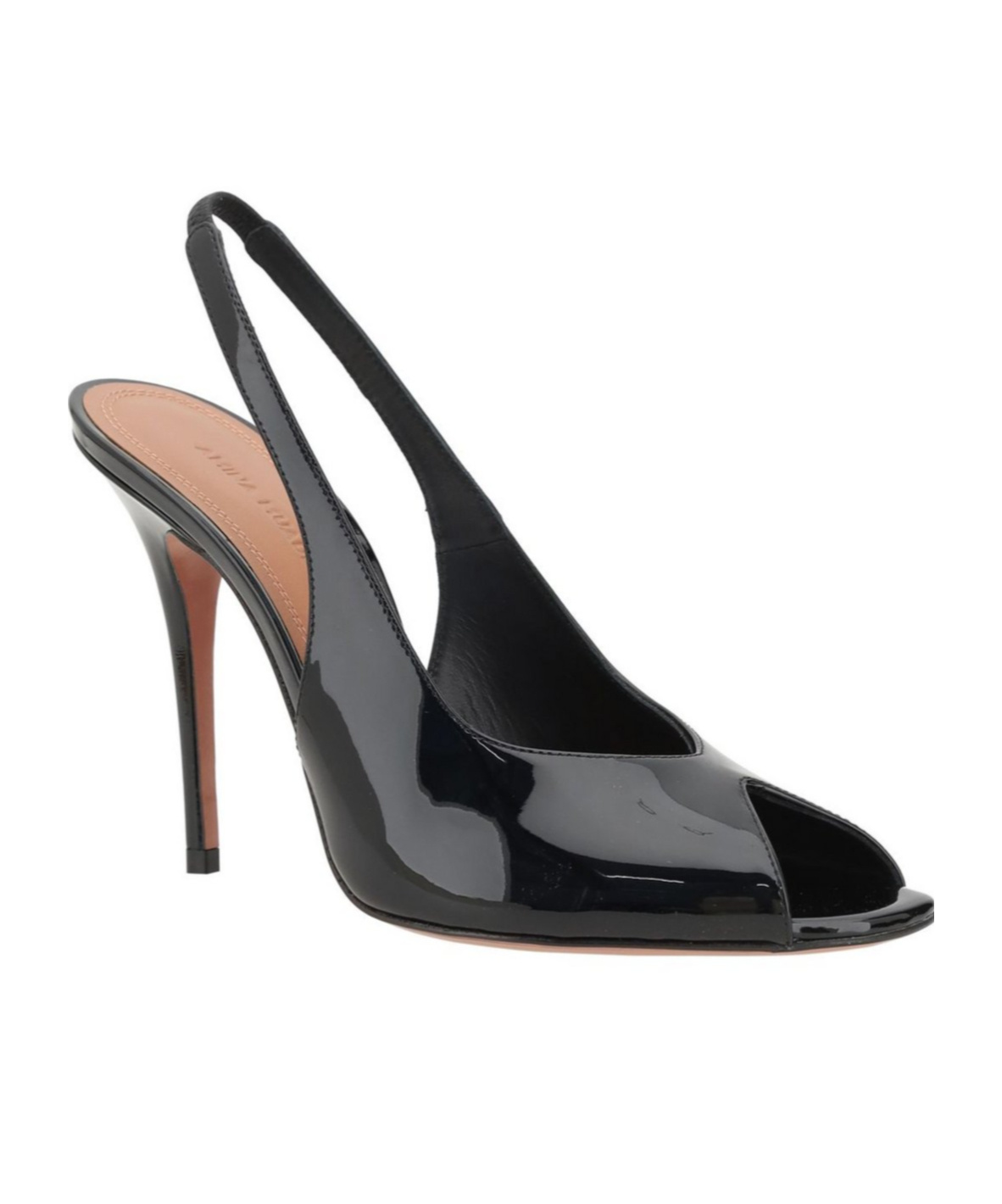 Amina Muaddi Kristina 105 Patent Leather Peep-toe Pumps In Black