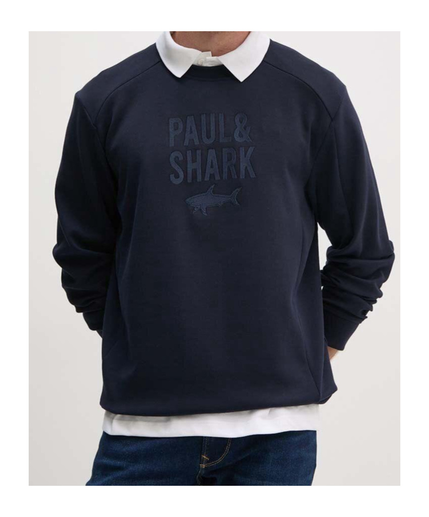 Paul & Shark Long-sleeved Round-neck Sweater In Black