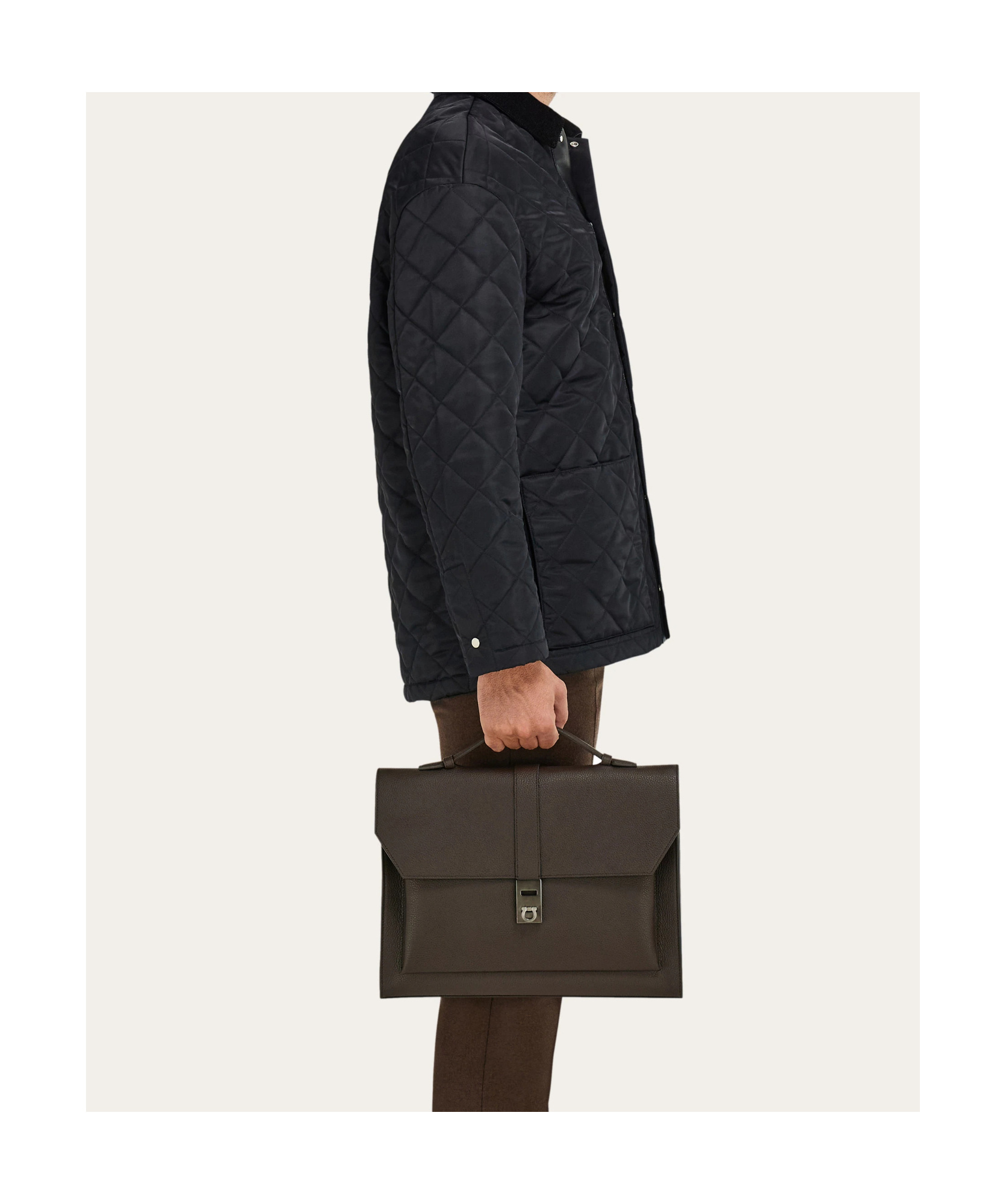 Ferragamo Hug Briefcase In Brown