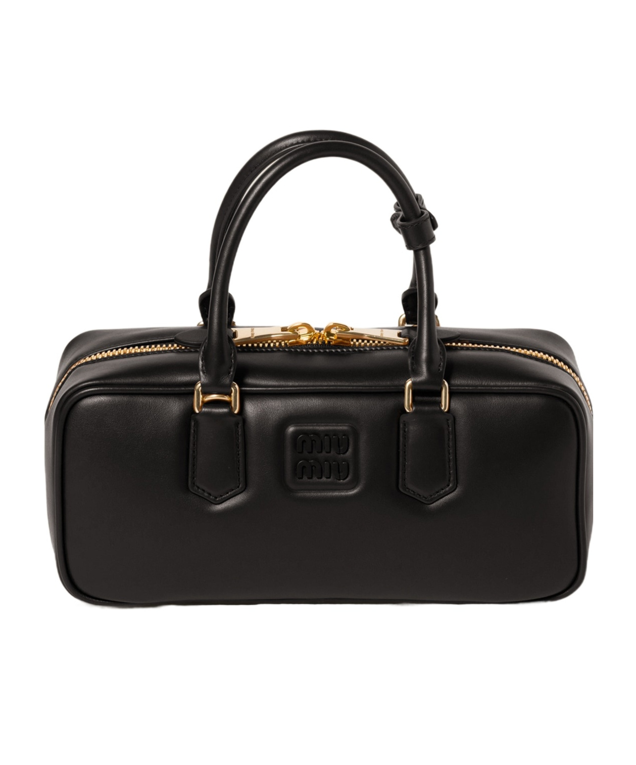 Miu Miu Mini Arcadie Leather Top-handle Bag In Black