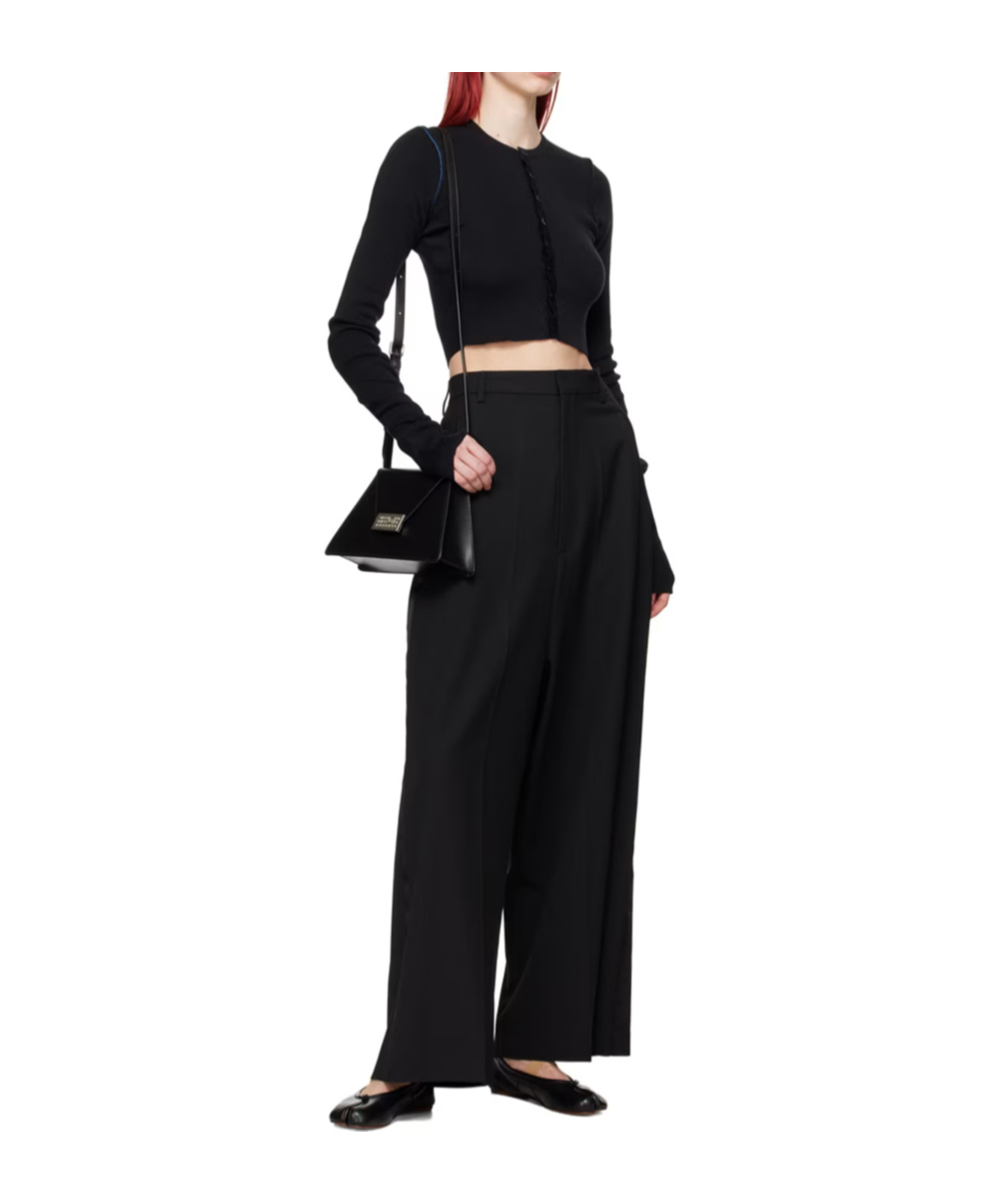 Mm6 Maison Margiela Round-neck Cropped Cardigan In Black