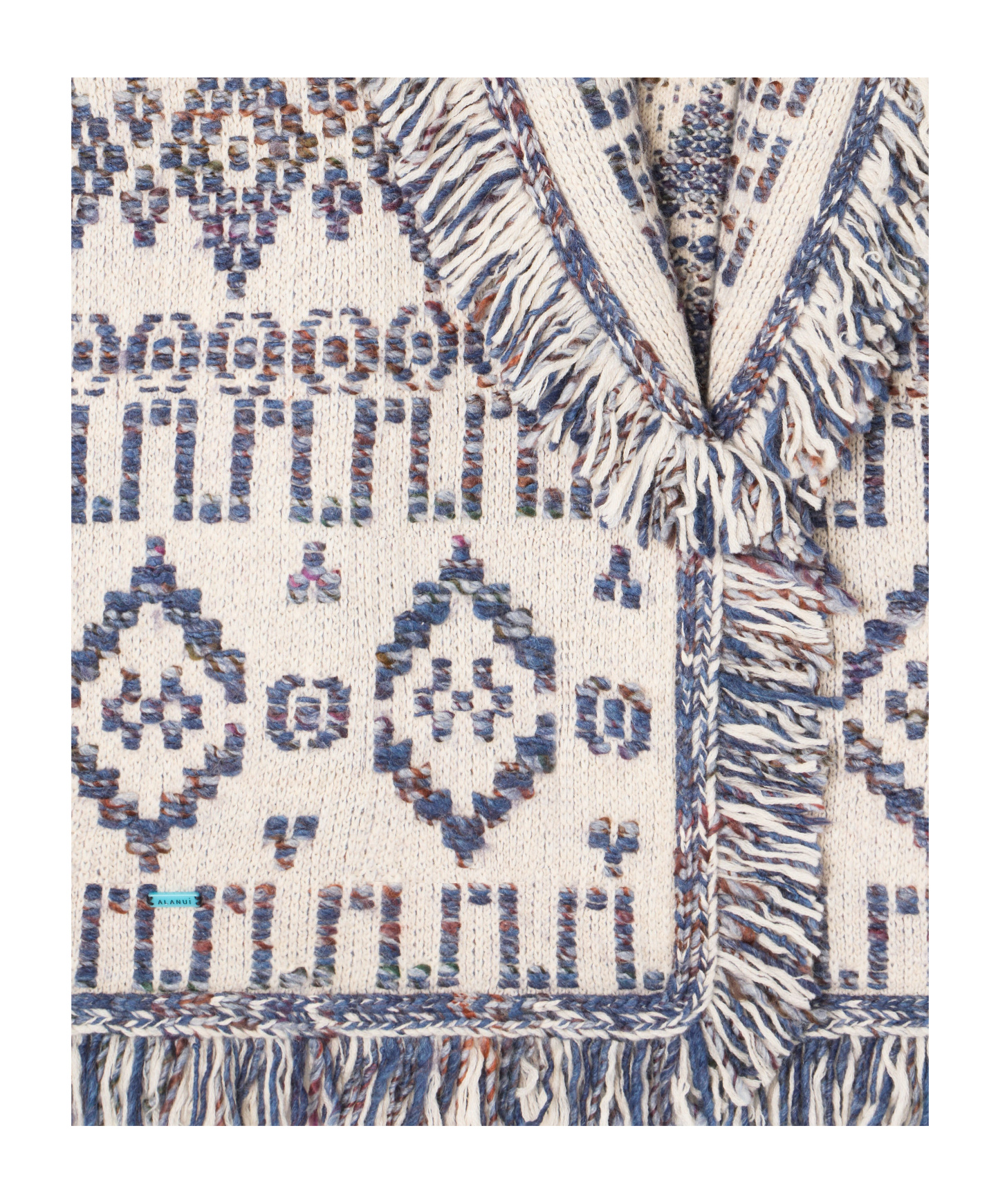 Alanui Wool Cardigan With Belted Waist And Fringe In Blue