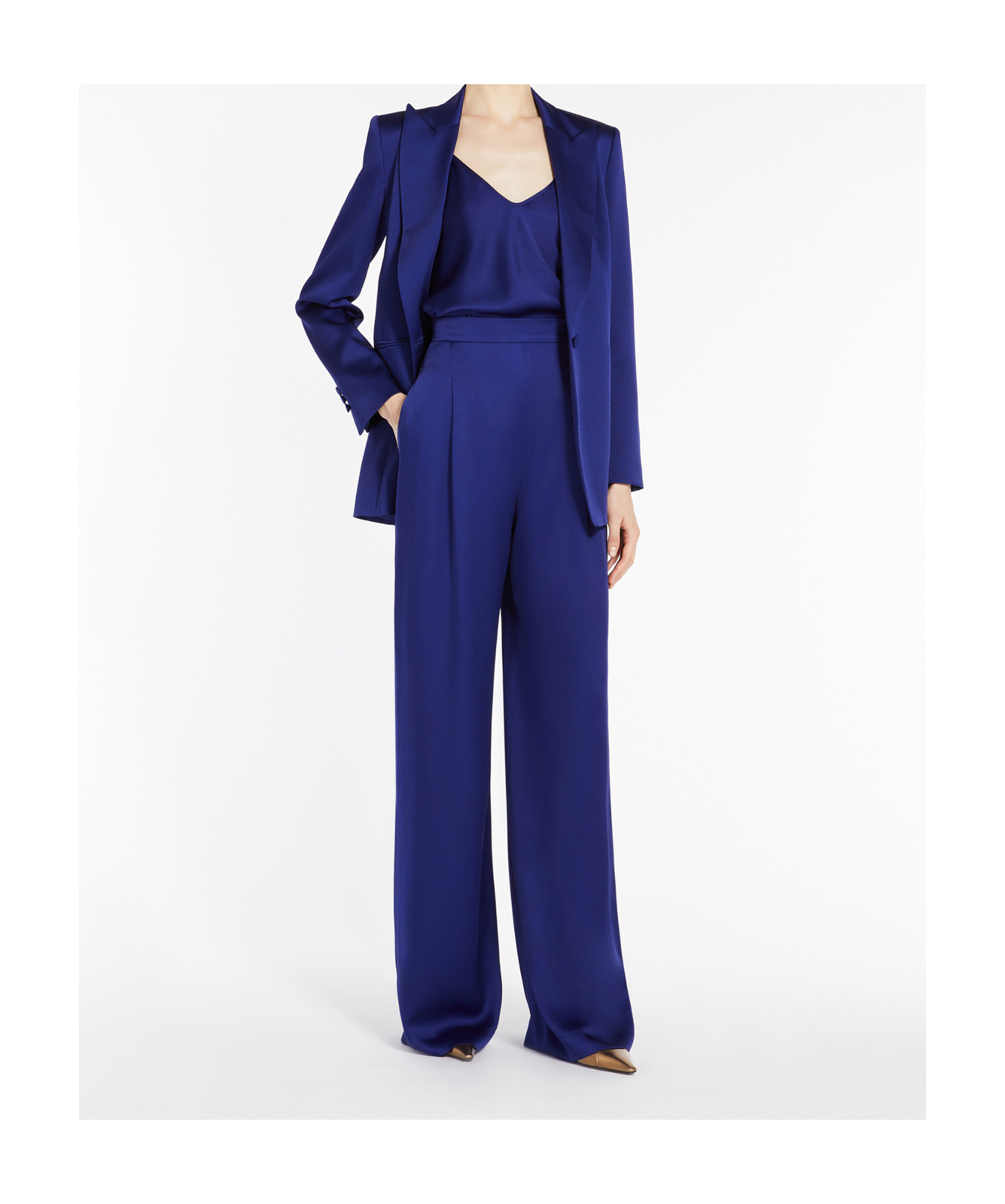 Shop Max Mara Single-breasted Envers Satin Blazer In Blue