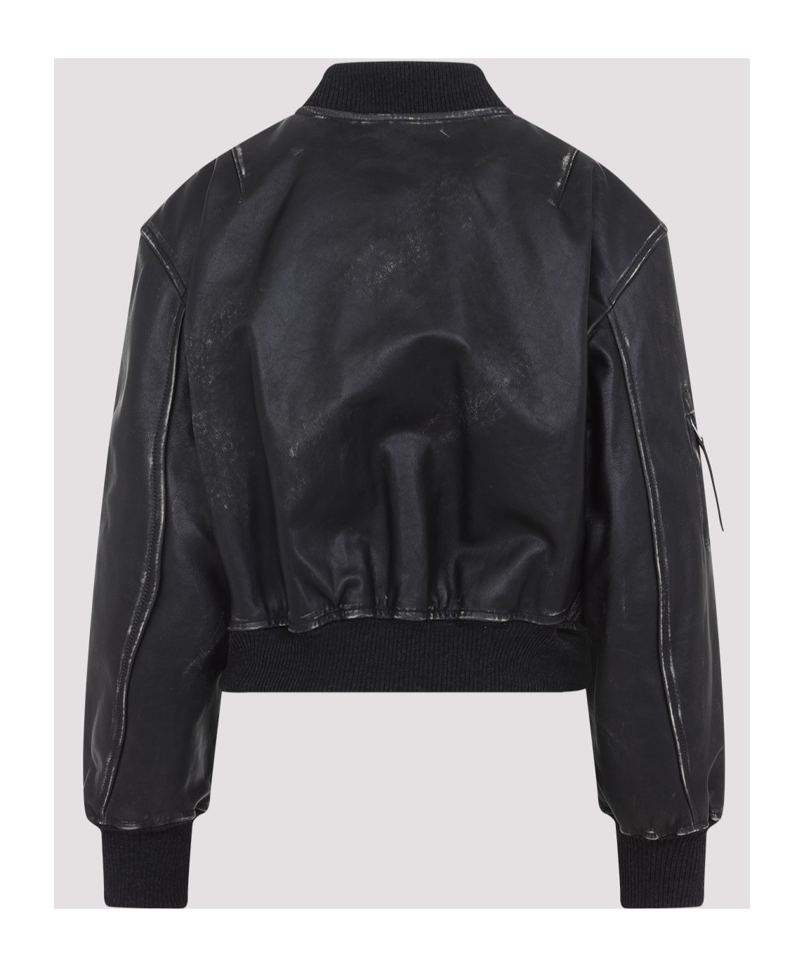 Acne Studios Vintage Leather Cropped Bomber Jacket In Black