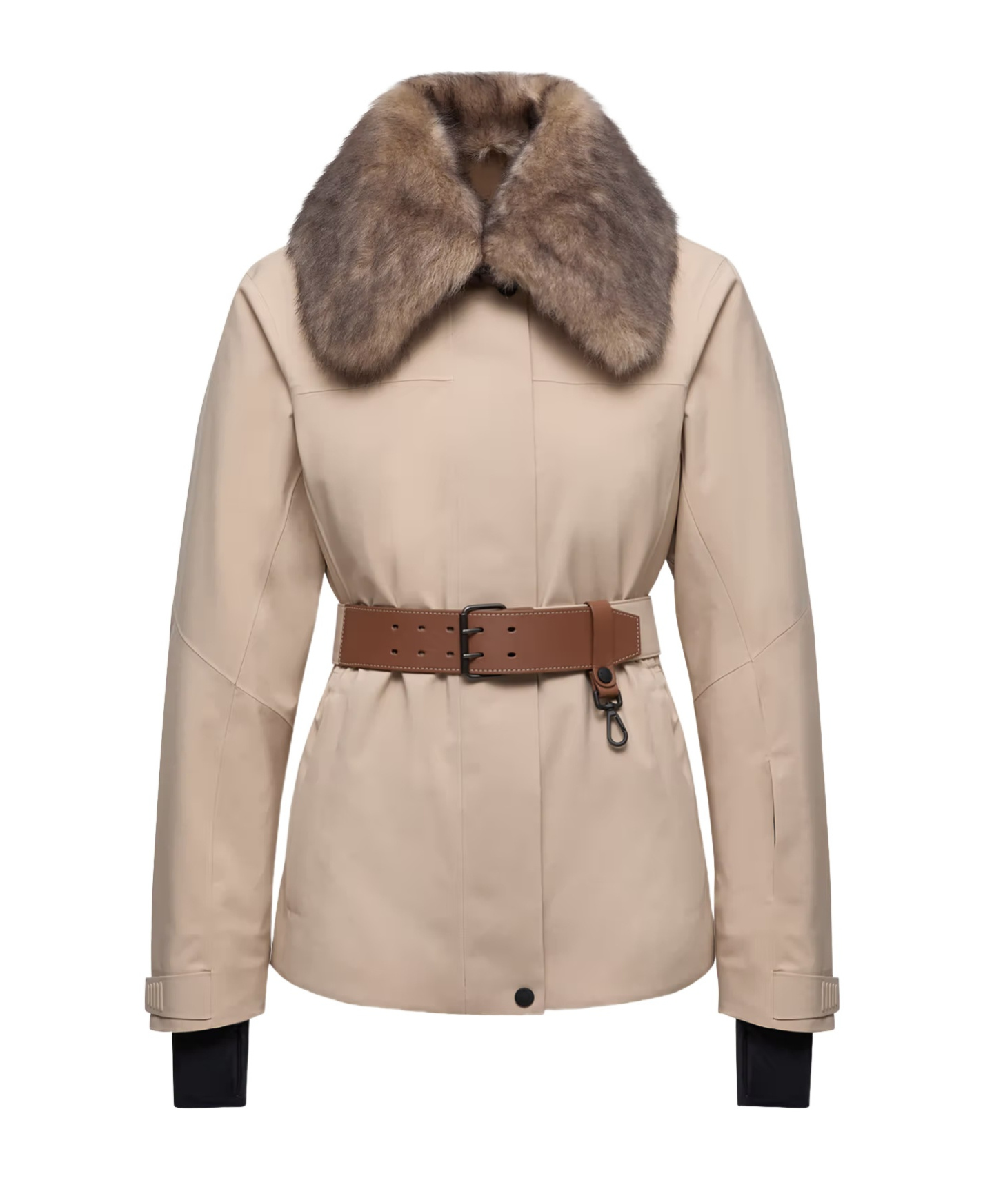 Moncler Vizelles Shearling-trimmed Ski Jacket In Neutral