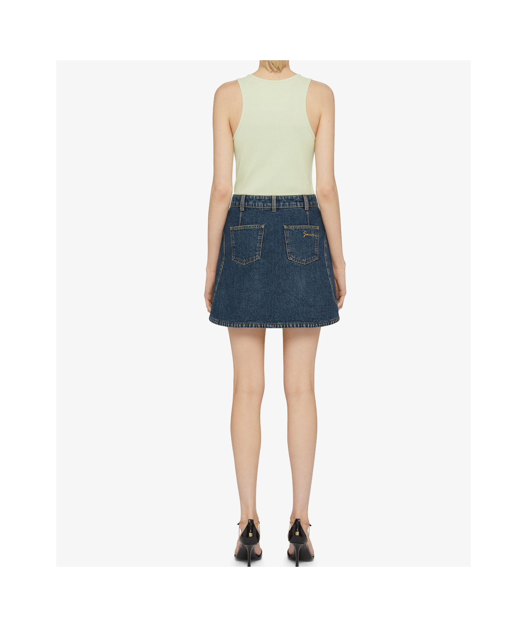 Givenchy Denim Skirt With Back And Front Pockets In Blue