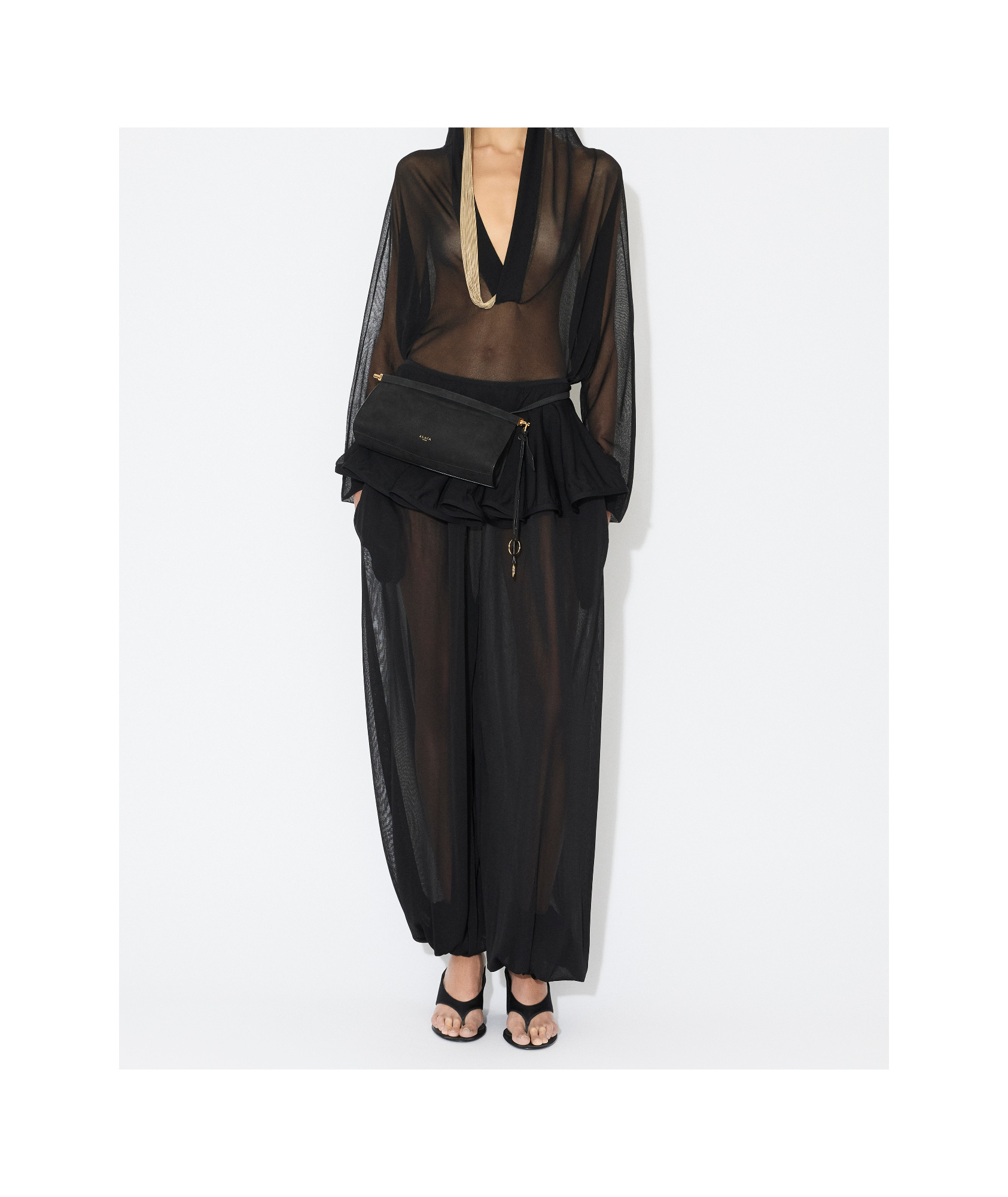 Alaïa Womens Noir Alaia Hooded Long-sleeves Knitted Bodysuit In Black