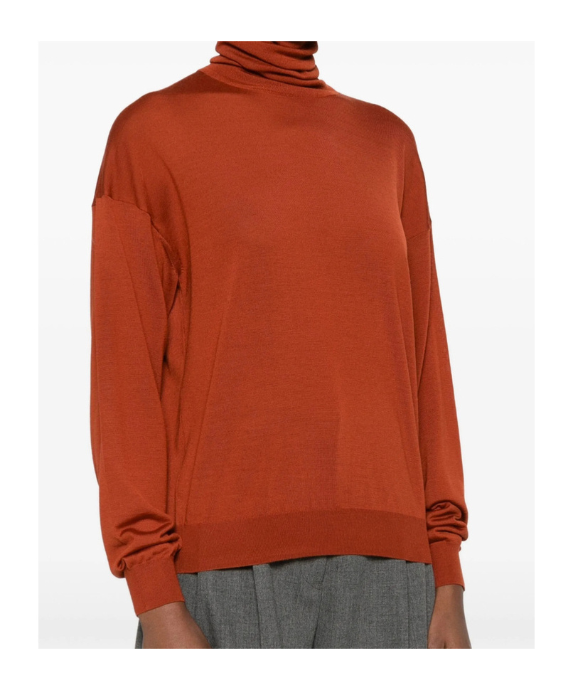 Saint Laurent Long-sleeved Sweater In Brown