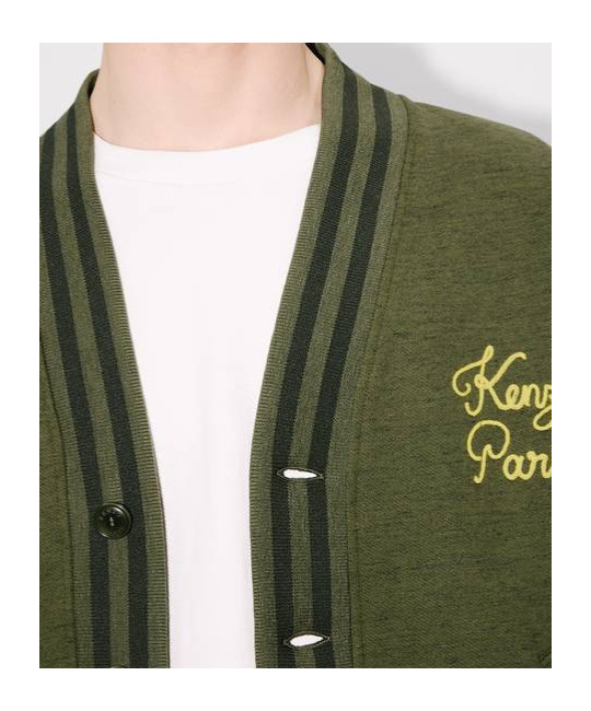 Kenzo ' Paris Chainstitch' Embroidered Cardigan In Cotton In Green