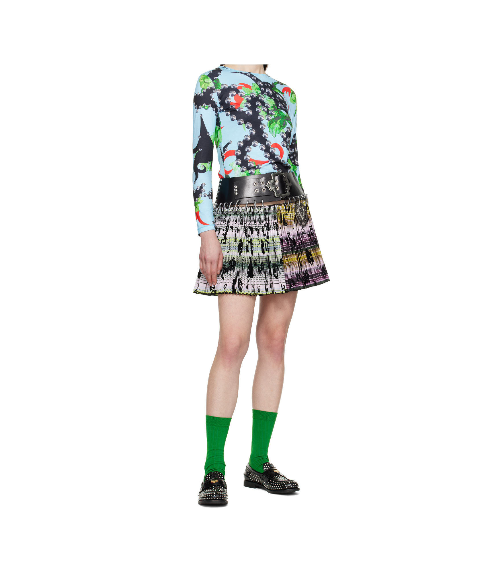 Chopova Lowena Blue Spangle Tangle Fitted Jersey T-shirt In Multicolor