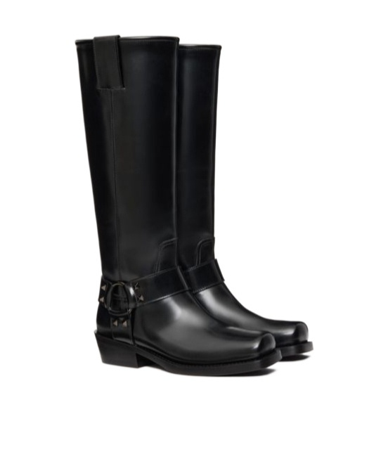 Valentino Ankle Strap Boots In Black