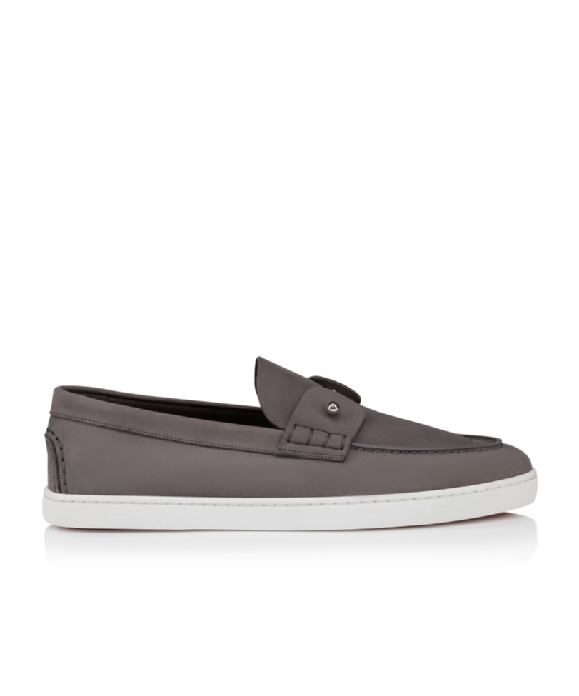 Christian Louboutin Chambeliboat Leather Boat Shoes In Gray