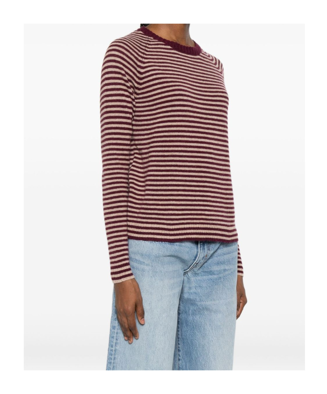 Baserange Striped Crew Neck Sweater In Brown