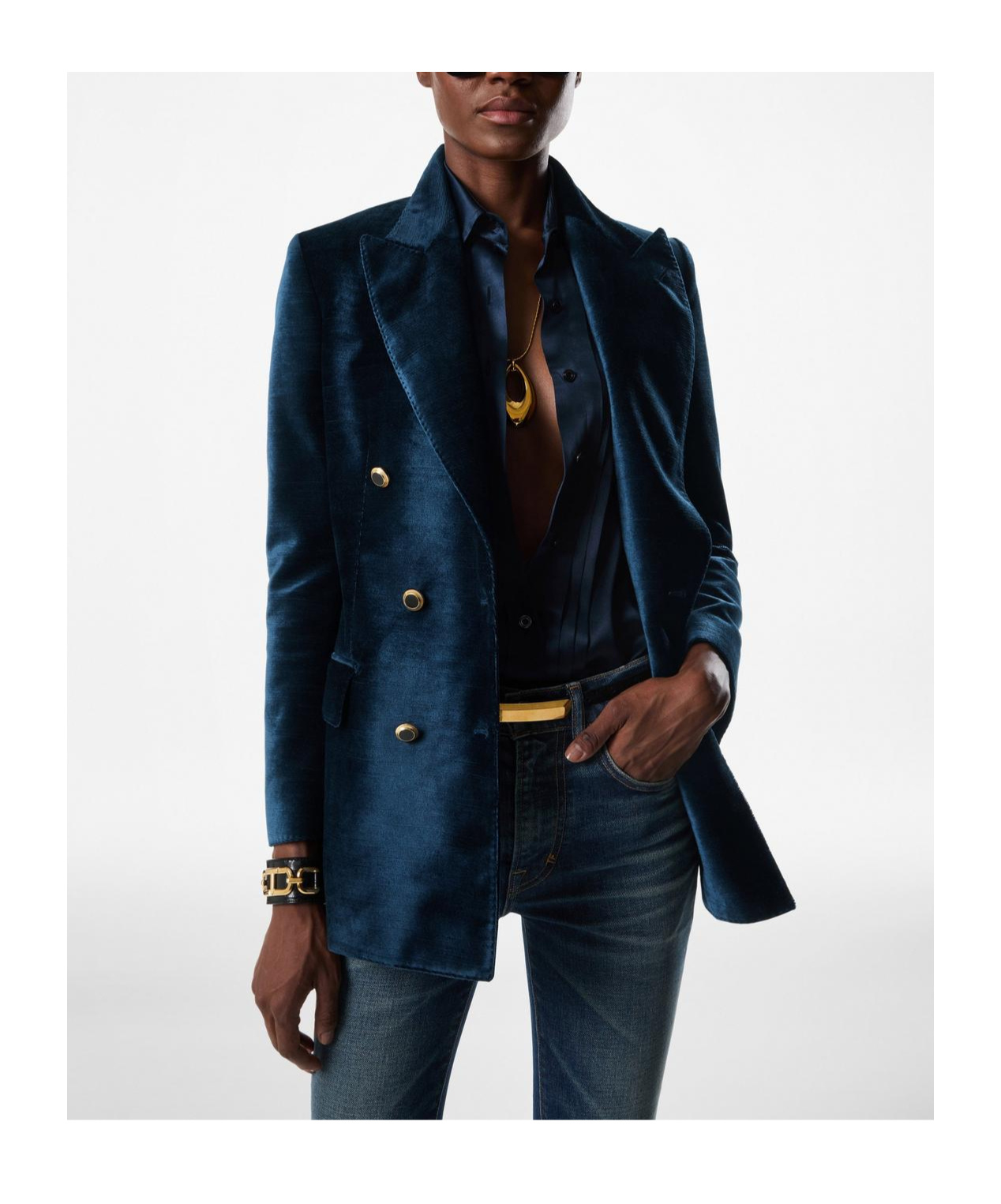 Tom Ford Velvet Double-breasted Blazer In Black