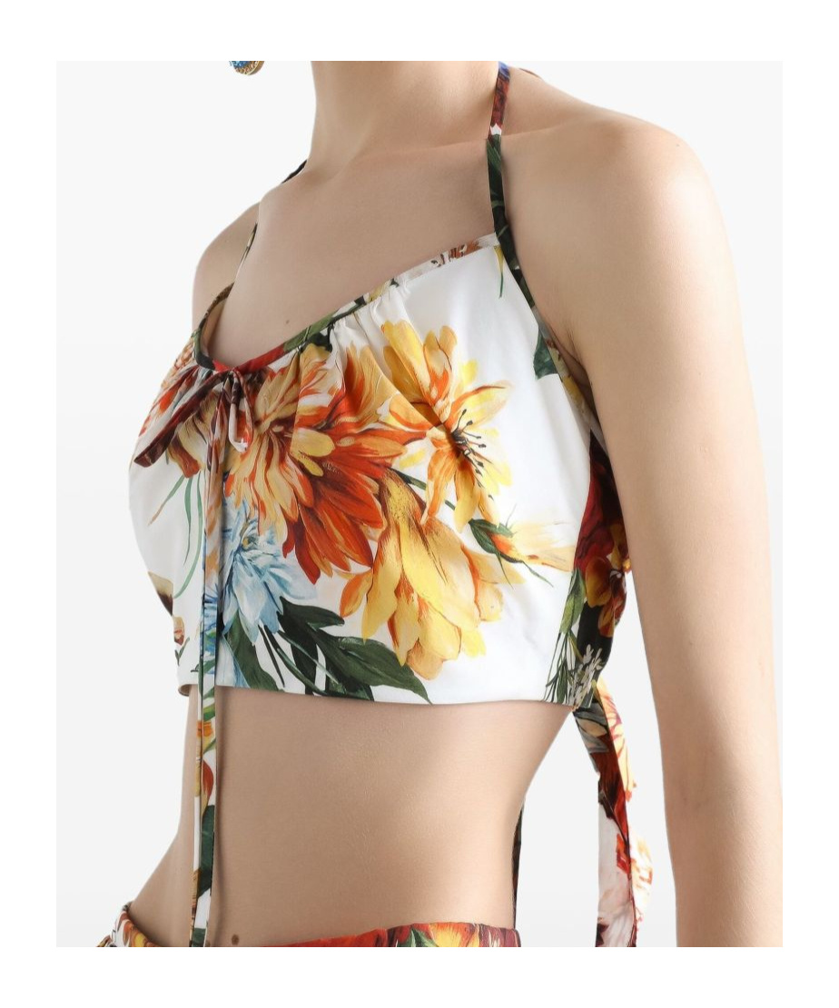 Dolce & Gabbana Floral-print Cotton Top In Multi
