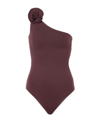 Magda Butrym Floral-appliqué Swimsuit In Brown