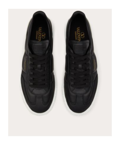 Valentino Black Upvillage Low Top Nappa Leather Sneakers In Black