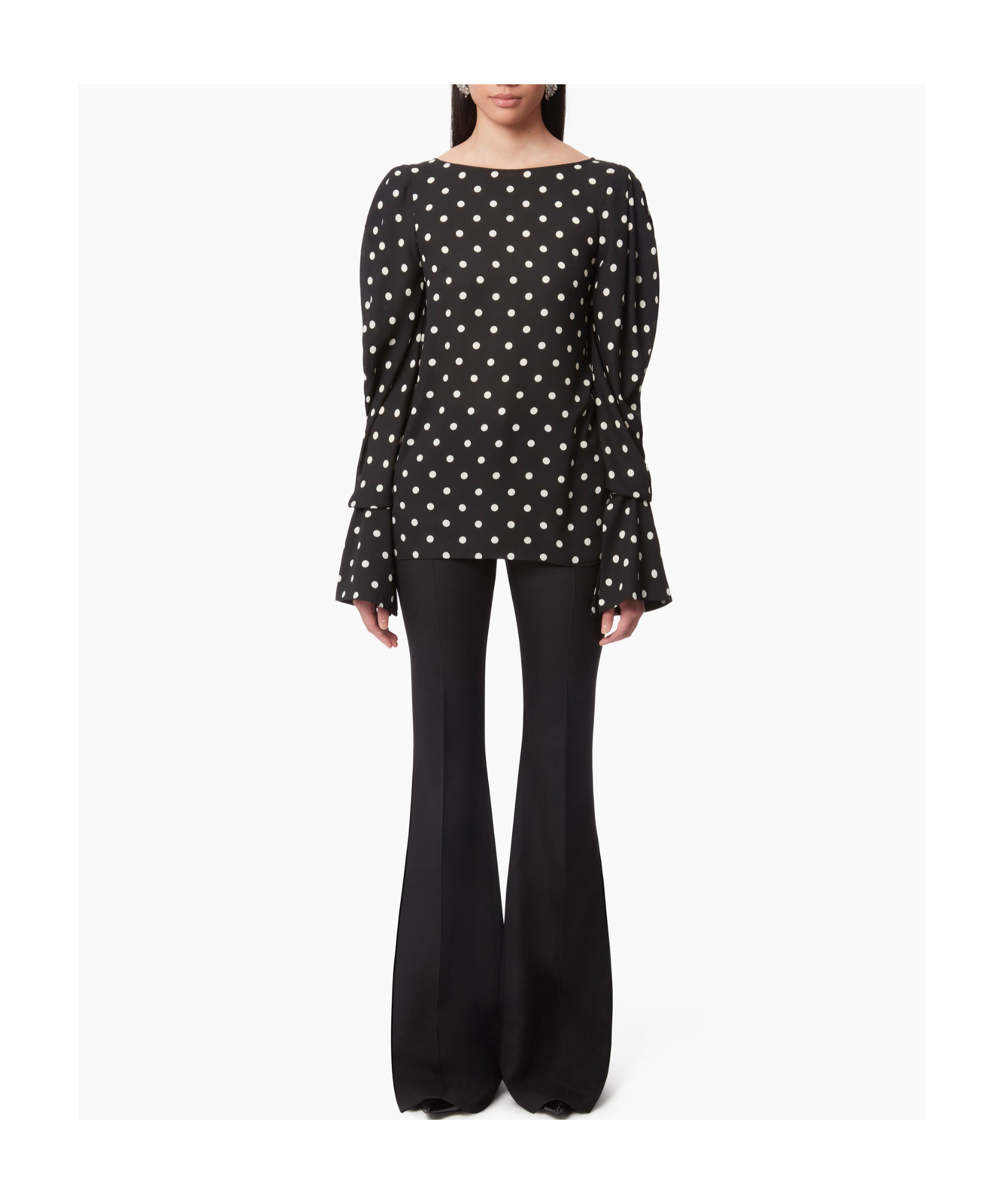 Nina Ricci Polka Dot-print Puff Sleeve Mini Dress In Black