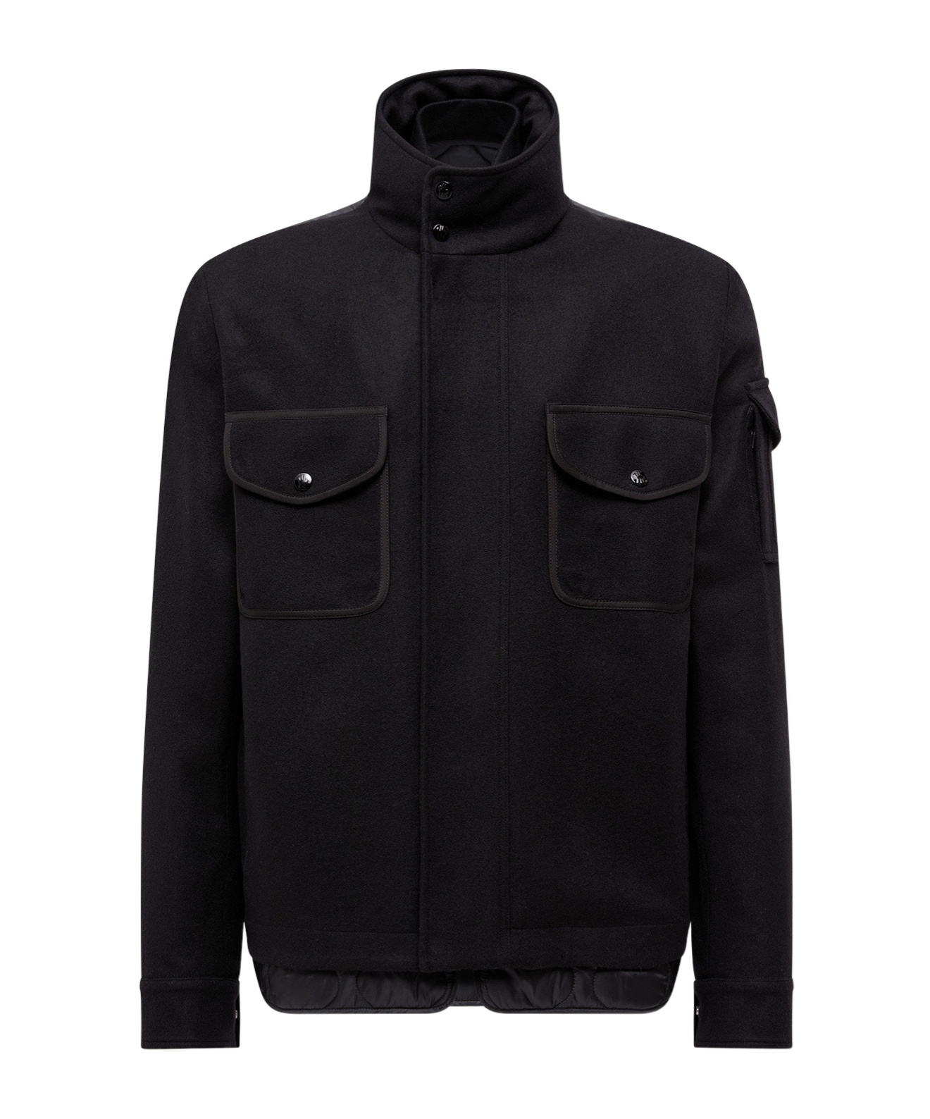 Moncler Avoine Panelled Wool And Shell Jacket In Black