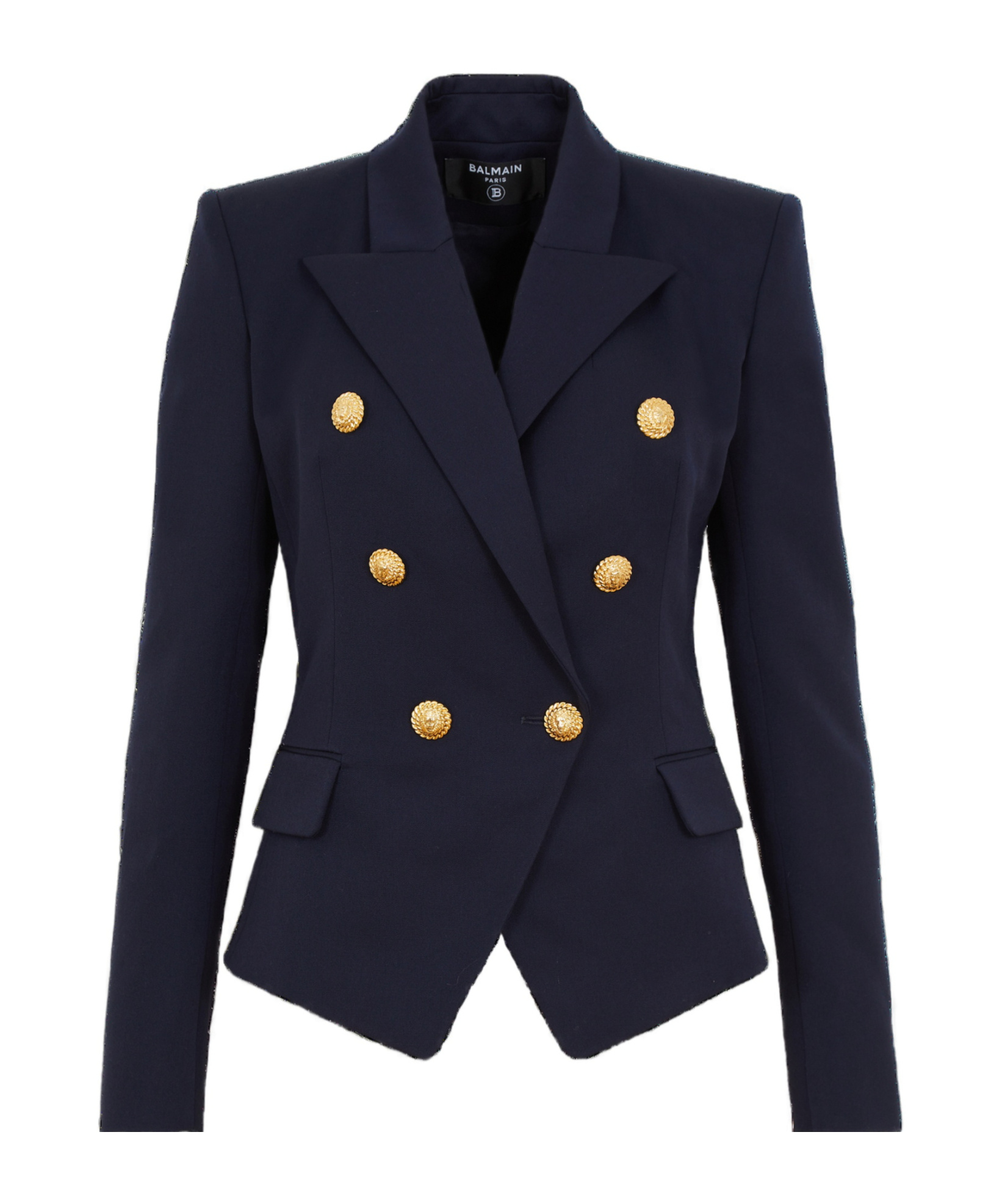 Balmain Fitted Wool 6-buttons Jacket In Blue