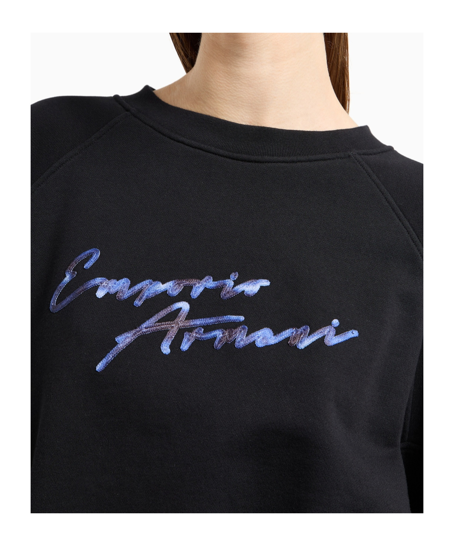 Shop Emporio Armani Logo-embroidered Sweatshirt In Black