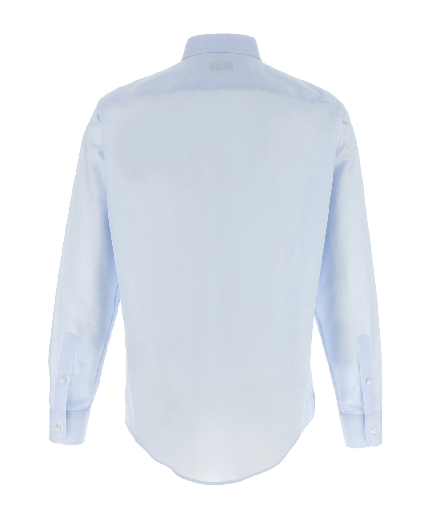 Zegna Linen Blend Shirt With Three-button Front In Blue