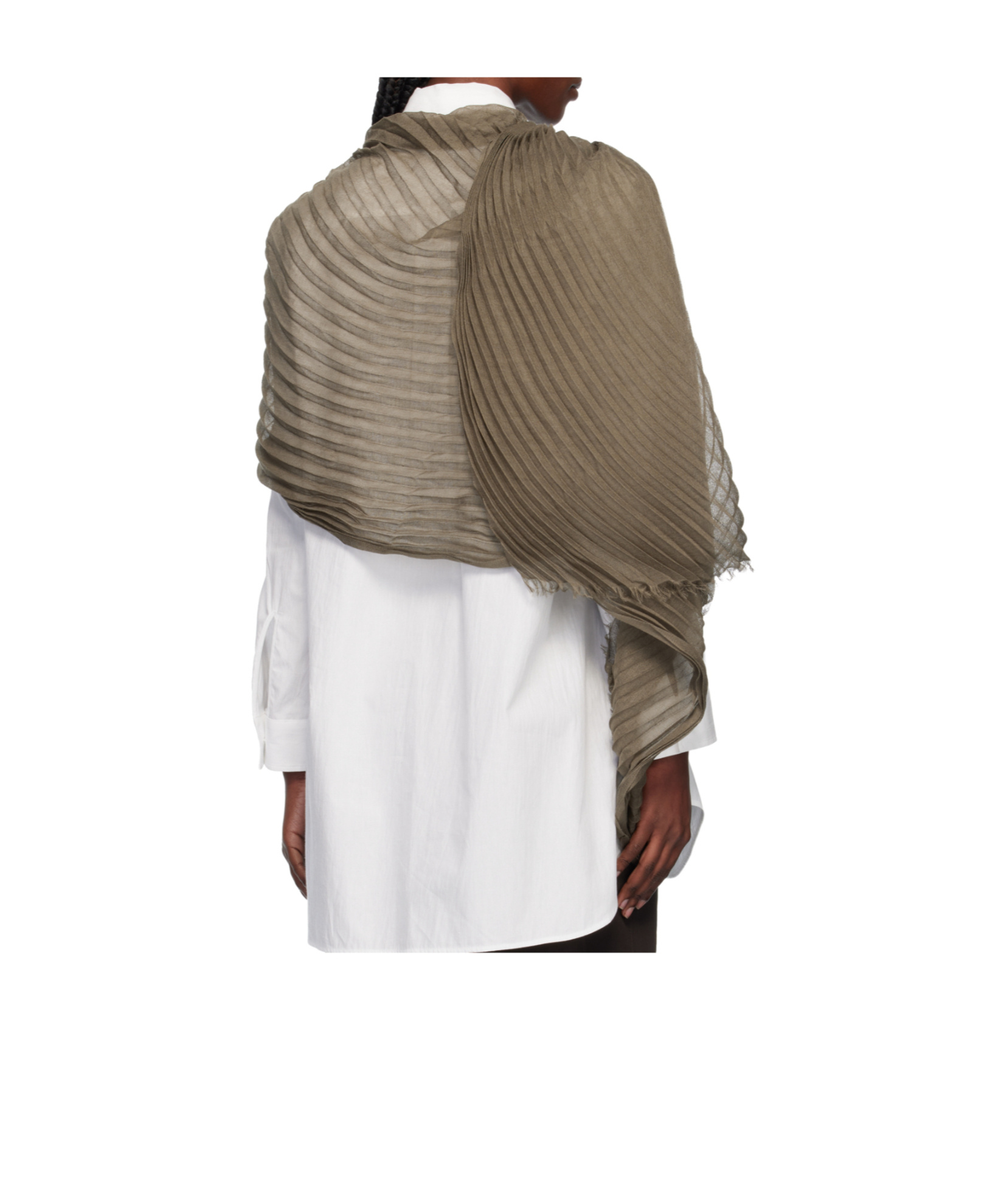 Issey Miyake Rectangular Silky Wool Stole Pleats In Brown