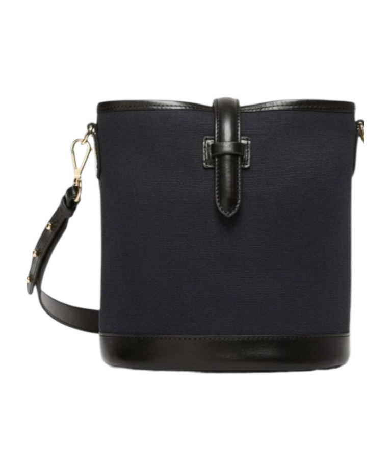Weekend Max Mara Small Canvas And Leather Bucket Bag In Blue