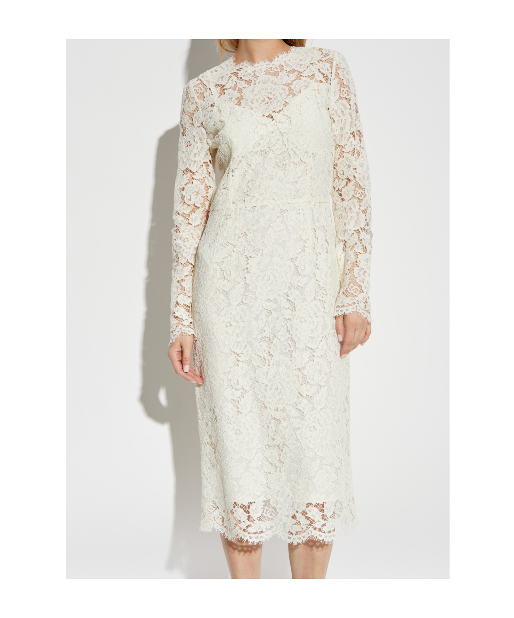 Dolce & Gabbana Floral-lace Midi Dress In White