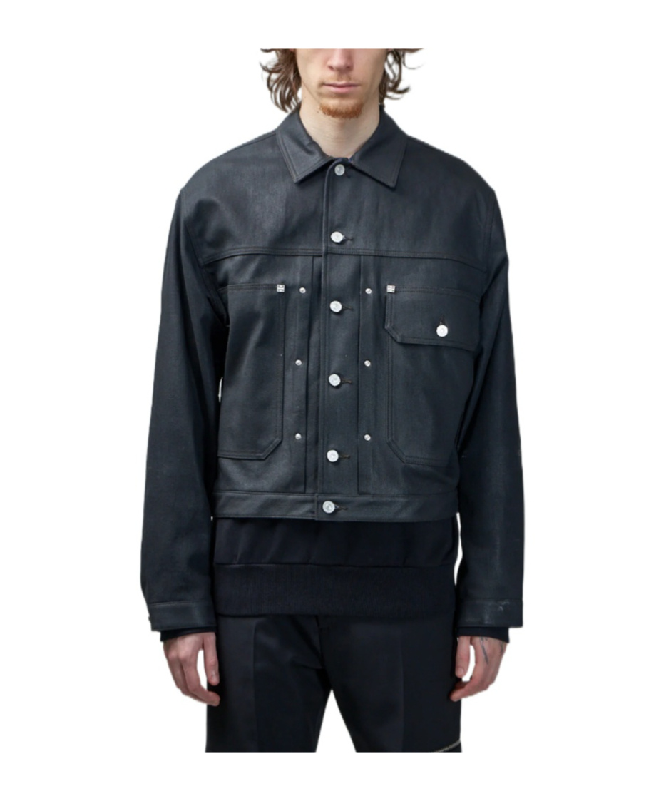 Givenchy Men's Coated Denim Trucker Jacket In Black