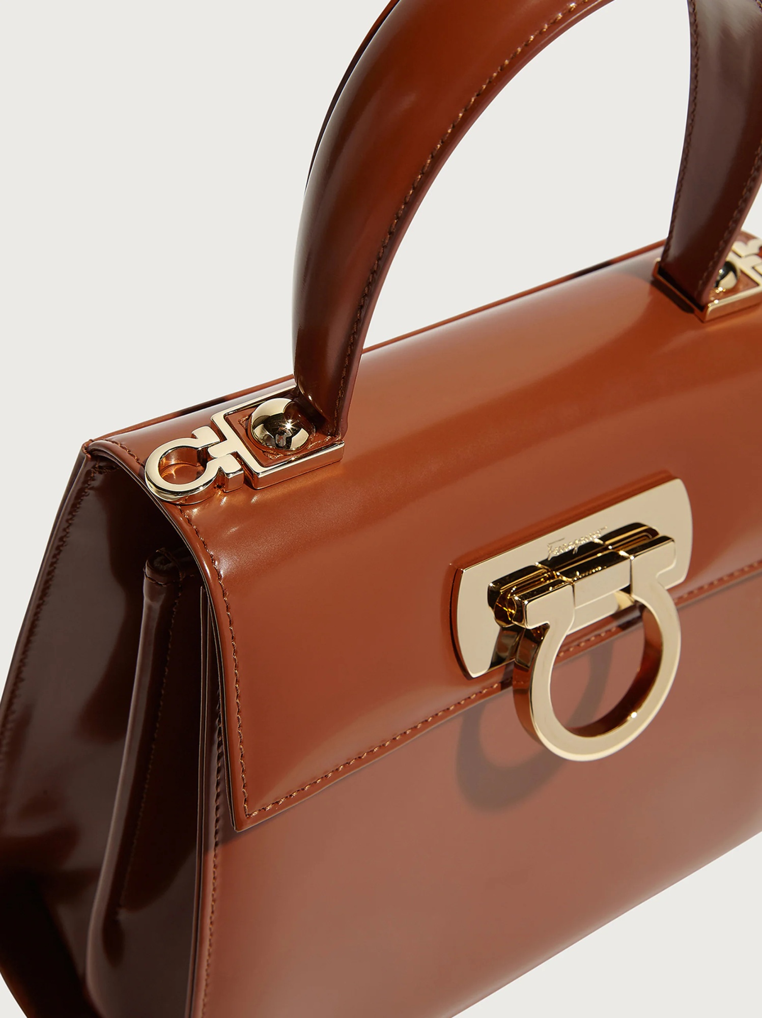 Ferragamo Small Shoulder Bag With Top Handle In Brown