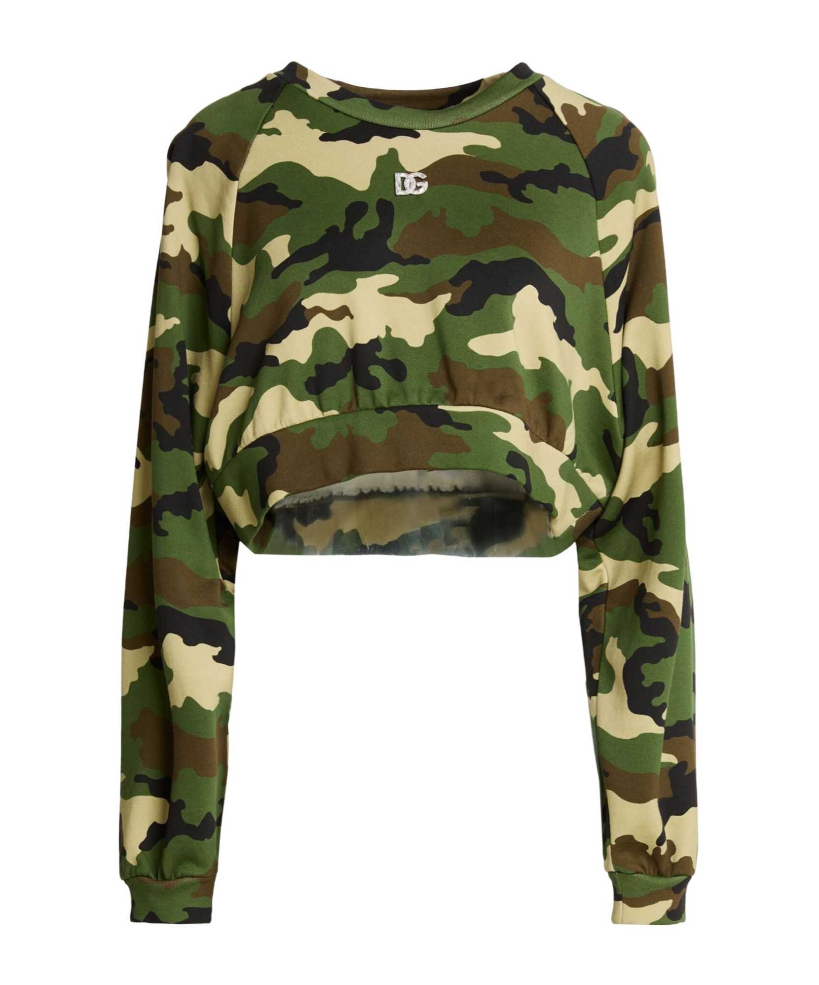 Dolce & Gabbana Camouflage Cropped Hoodie In Green