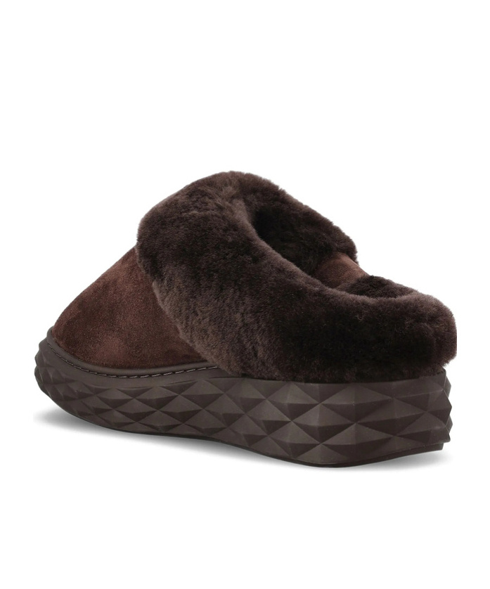Jimmy Choo Diamond Maxi Suede-shearling Mules In Brown