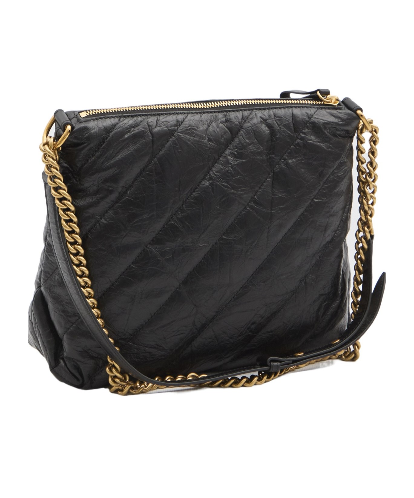 Balenciaga Crush Zipper Handbag In Black